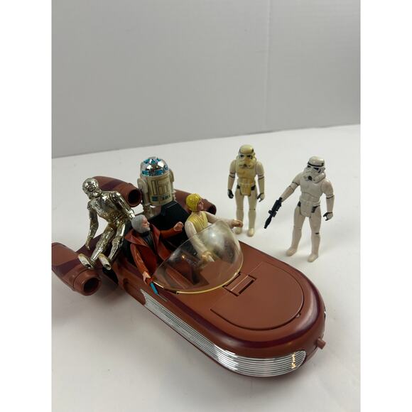 Kenner Star Wars 1978 Landspeeder + Luke, Ben, R2, C3PO, 2 Stormtroopers Lot - Picture 2 of 16